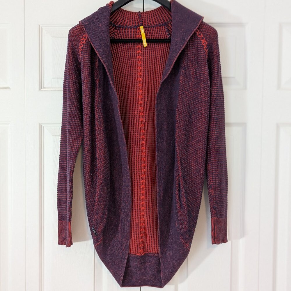 Lolë Women's Long Open Hooded Cardigan Purple and Red - Size XS